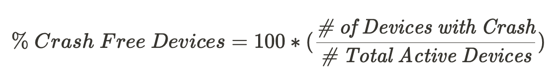 Formula for how to calculate crash free devices